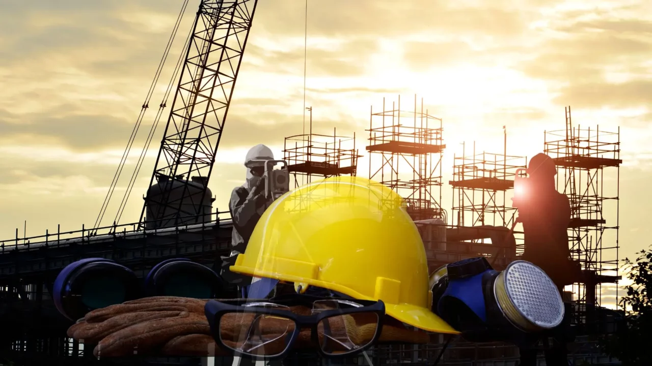 Occupationa Safety Training. A sunset at a construction site.